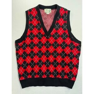 The T. Barry Knicker Co MENS SIZE XXL 2XL Argyle Golf Vest‎ Blue Red Made In USA